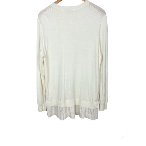 Ted Baker Yaline Ruffle Hem Overlay Woven Jumper Sweater Ivory Size Large - Picture 4 of 9